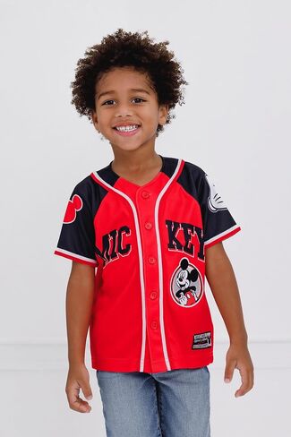 Disney Mickey Mouse Mesh Baseball Jersey Button Down Shirt Toddler to Big Kid Sizes (2T - 14-16) in Kuwait