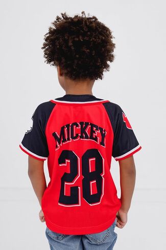 Disney Mickey Mouse Mesh Baseball Jersey Button Down Shirt Toddler to Big Kid Sizes (2T - 14-16) in Kuwait