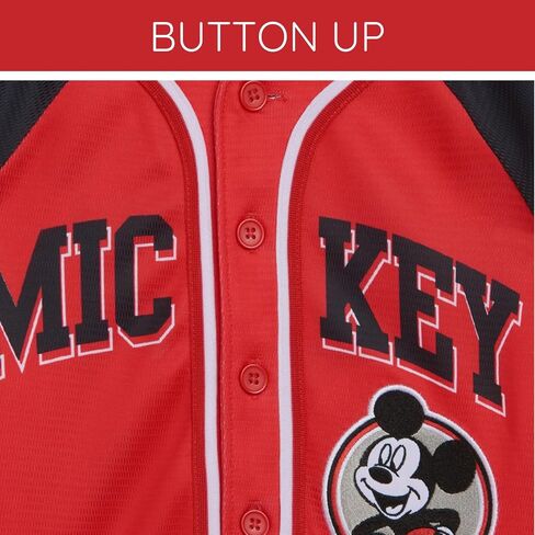 Disney Mickey Mouse Mesh Baseball Jersey Button Down Shirt Toddler to Big Kid Sizes (2T - 14-16) in Kuwait