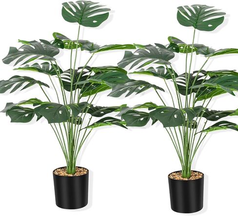 نباتات النخيل الاصطناعية 35 بوصة شجيرة خضراء استوائية تقليد أوراق شجرة النخيل المزيفة نبات اصطناعي في وعاء الخضرة مكتب العائلة داخلي خارجي ترتيب زهور الحفلات ديكور الزفاف in Kuwait