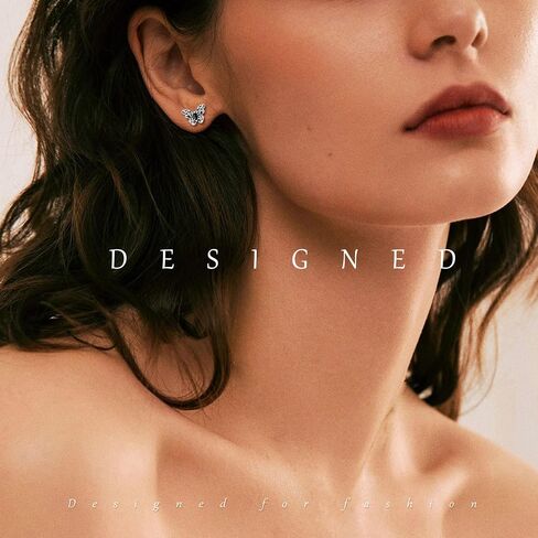 Earrings for Women, 925 Sterling Silver Heart Bow Knot Octet Star Butterfly Heart Clover Stud Earring Ears Sensitive Hypoallergenic, Fashion Birthday Gifts Cute 18K Gold Plated Bling Jewelry in Saudi Arabia