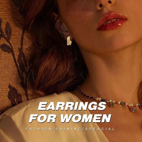 Earrings for Women, 925 Sterling Silver Heart Bow Knot Octet Star Butterfly Heart Clover Stud Earring Ears Sensitive Hypoallergenic, Fashion Birthday Gifts Cute 18K Gold Plated Bling Jewelry in Kuwait