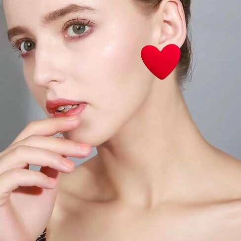 Heart Love Big Stud Earrings for Women Big Heart Studs Pin Hypoallergenic Minimalist Party Wedding Birthday Valentine's Day Gifts Her Mom Wife Bff in Kuwait