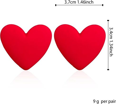 Heart Love Big Stud Earrings for Women Big Heart Studs Pin Hypoallergenic Minimalist Party Wedding Birthday Valentine's Day Gifts Her Mom Wife Bff in Kuwait