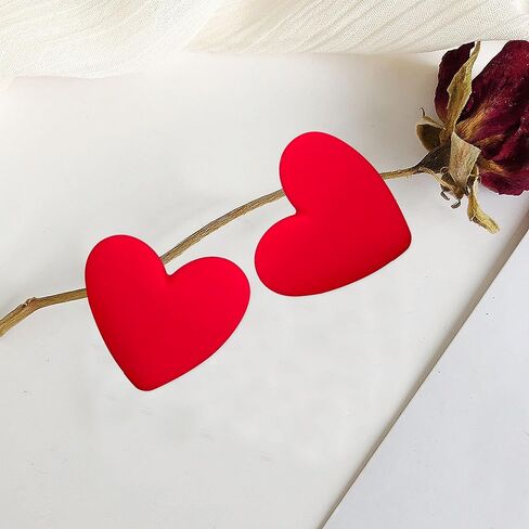 Heart Love Big Stud Earrings for Women Big Heart Studs Pin Hypoallergenic Minimalist Party Wedding Birthday Valentine's Day Gifts Her Mom Wife Bff in Kuwait