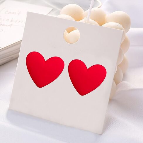 Heart Love Big Stud Earrings for Women Big Heart Studs Pin Hypoallergenic Minimalist Party Wedding Birthday Valentine's Day Gifts Her Mom Wife Bff in Kuwait