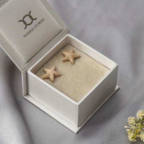 Marble Stories Stud Earrings for Women Trendy Pure Marble Square Round Starfish Cross Triangle Shapes, Trendy Flat Back Earrings, Cute Jewelry Gift for Girls and Women, Unique Earring Sets in Saudi Arabia