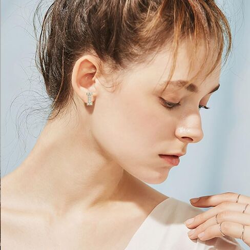 ONLYJUMP 14K Yellow Gold Plated Sterling Silver CZ Alphabet Letter Earrings for Women Hypoallergenic Earrings Diamond Silver Initial Earrings Cubic Zirconia Stud Earrings Jewelry Gifts in Saudi Arabia