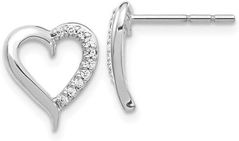 Diamond2Deal 14k Gold Diamond Heart Stud Earrings (L- 0.39 in, W- 0.35 in) in Kuwait