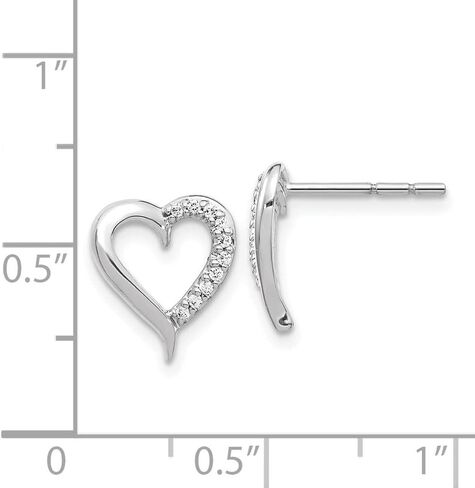 Diamond2Deal 14k Gold Diamond Heart Stud Earrings (L- 0.39 in, W- 0.35 in) in Kuwait
