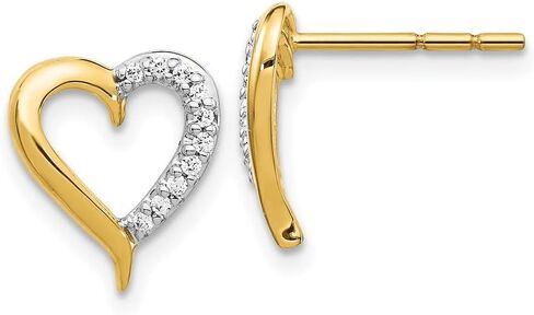 أقراط Diamond2Deal من الذهب عيار 14 قيراط والألماس على شكل قلب (طول - 0.39 بوصة، عرض - 0.35 بوصة) in Kuwait