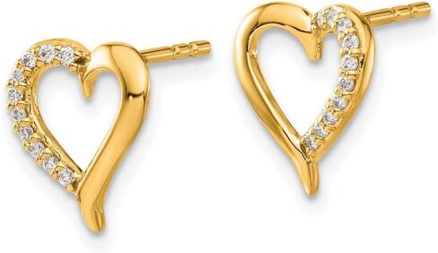 أقراط Diamond2Deal من الذهب عيار 14 قيراط والألماس على شكل قلب (طول - 0.39 بوصة، عرض - 0.35 بوصة) in Kuwait