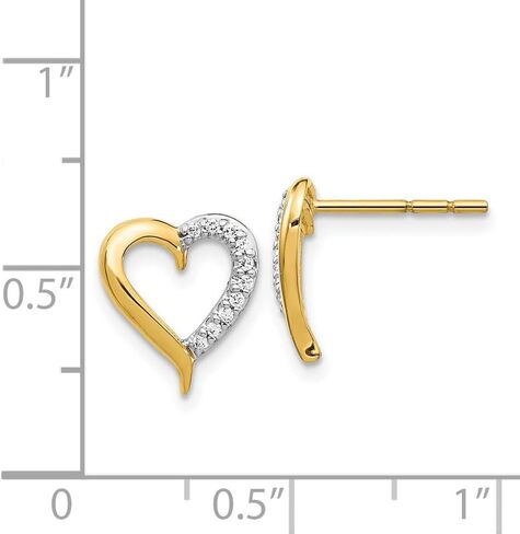 أقراط Diamond2Deal من الذهب عيار 14 قيراط والألماس على شكل قلب (طول - 0.39 بوصة، عرض - 0.35 بوصة) in Kuwait