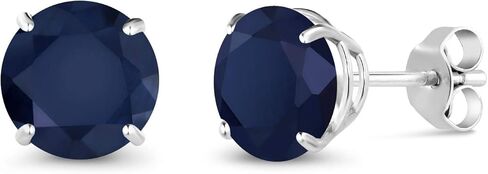 أقراط Gem Stone King من الذهب الأبيض عيار 18 قيراط والياقوت الأزرق للنساء والرجال (2.20 قيراط، حجر ميلاد الأحجار الكريمة، دائري 6 مم) in Saudi Arabia