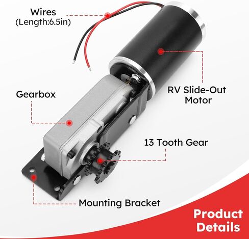 225008 RV Slide Out Motor Gear Compatible with Accu-Slide Cable Driven Room System, Replace for R25076-1 R25075 225008 RV Slide Out Gear Box and R25075 High Torque Motor for Travel Trailer Camper |12V in Saudi Arabia
