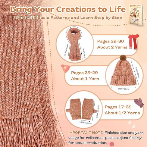 Coopay Knitting Kit for Beginners, Complete Knitting Kits Learn to Knit Hat Scarf Glove, Knitting Starter Kit for Adults W/Yarn, Knitting Set W/Step-by-Step Instruction Tutorial, 4PCS Knitting Needles in Saudi Arabia