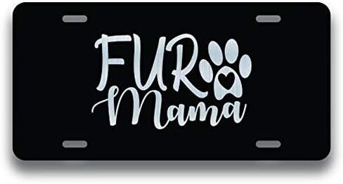 Pet Dog Love Dog Mom Etched Front Vanity License Plates (Fur Mamma Bold) in Kuwait