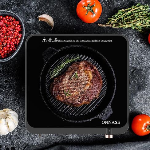 Induction Cooktop with Removable Grill Plate, 1200W 12 Power levels Adjustment High Efficiency Electric Countertop, Portable Heat Plate, Magnetic Cookware for Apartment, Dormitory, White in Saudi Arabia