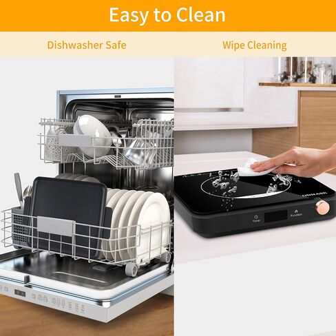 Induction Cooktop with Removable Grill Plate, 1200W 12 Power levels Adjustment High Efficiency Electric Countertop, Portable Heat Plate, Magnetic Cookware for Apartment, Dormitory, White in Saudi Arabia