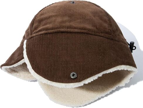 Cold Weather Winter Hat Corduroy Fleece Beanie Earflaps Warm Short Brim Baseball Cap Trapper Hat Russian Ushanka Hat in Kuwait