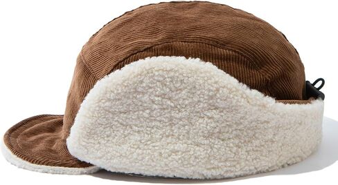 Cold Weather Winter Hat Corduroy Fleece Beanie Earflaps Warm Short Brim Baseball Cap Trapper Hat Russian Ushanka Hat in Kuwait