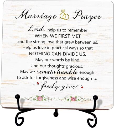 Marriage Prayer Plaque (5"x5"), Anniversary Wedding Gifts for Couple, Christian Religious Home Décor Saying, Wedding Sign (4 Options) in Kuwait