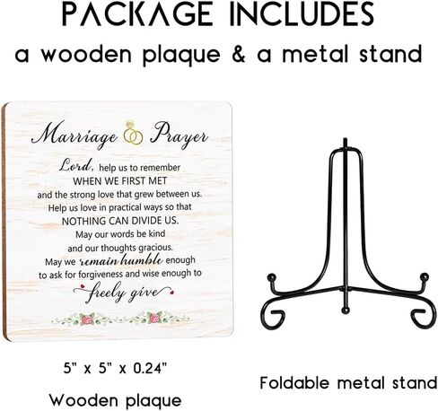 Marriage Prayer Plaque (5"x5"), Anniversary Wedding Gifts for Couple, Christian Religious Home Décor Saying, Wedding Sign (4 Options) in Kuwait