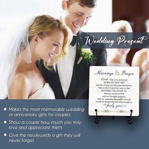 Marriage Prayer Plaque (5"x5"), Anniversary Wedding Gifts for Couple, Christian Religious Home Décor Saying, Wedding Sign (4 Options) in Kuwait