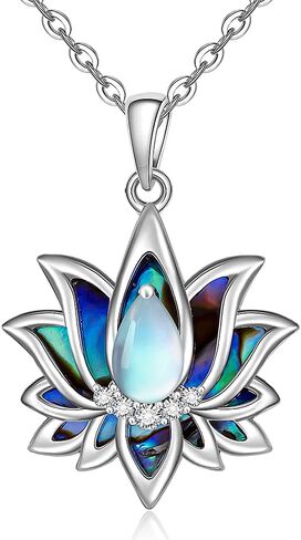 Lotus Flower 7 Chakra Necklace Sterling Silver Yoga Lotus Pendant Chakra Necklaces for Women Balance in Kuwait