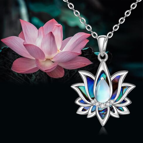 Lotus Flower 7 Chakra Necklace Sterling Silver Yoga Lotus Pendant Chakra Necklaces for Women Balance in Kuwait