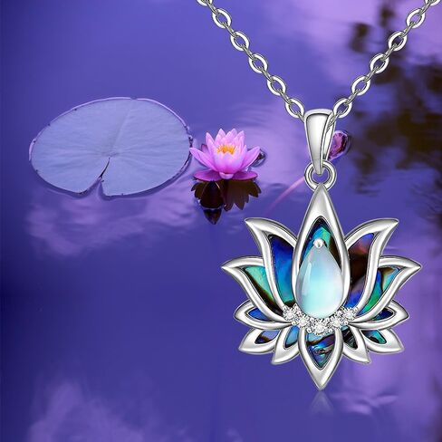 Lotus Flower 7 Chakra Necklace Sterling Silver Yoga Lotus Pendant Chakra Necklaces for Women Balance in Kuwait