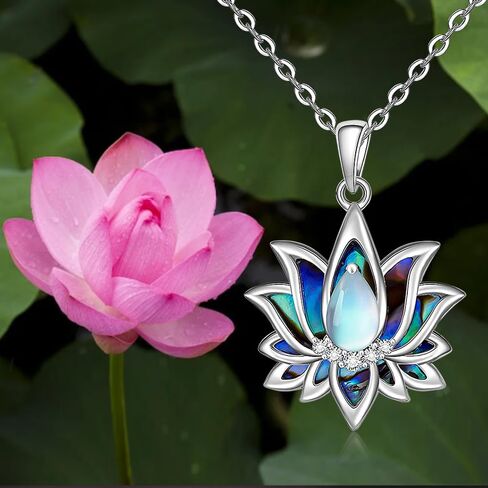 Lotus Flower 7 Chakra Necklace Sterling Silver Yoga Lotus Pendant Chakra Necklaces for Women Balance in Kuwait