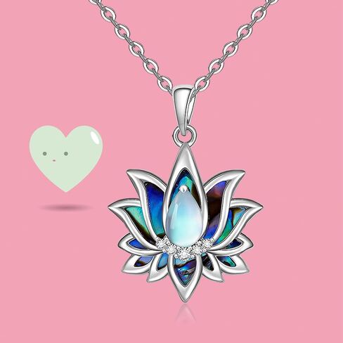 Lotus Flower 7 Chakra Necklace Sterling Silver Yoga Lotus Pendant Chakra Necklaces for Women Balance in Kuwait