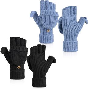 Cierto Winter Gloves for Women & Men | Convertible Fingerless Gloves for Cold Weather,Womens Warm Knit Mittens…