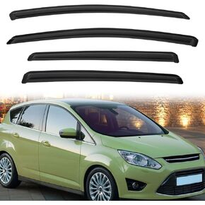 4pcs Out-Channel Smoke Tint Rain Guard Compatible with Compatible with 2013-2018 Ford C-Max Tape-On Vent Deflector Window Visors Car Accessories