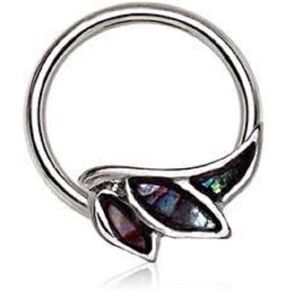 316L Stainless Steel Abalone Shell Angel Wing Snap-in WildKlass Captive Bead Ring/Septum Ring
