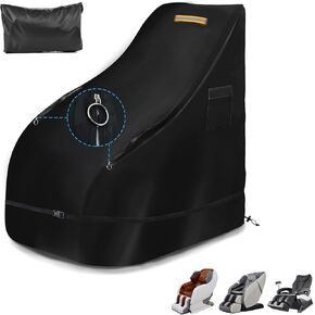 Massage Chair Cover with 13ft Fastening Buckle Strap, 420D Oxford Waterproof Recliner Sofa Chair Slipcovers Protective Cover with Reflective Handle, Storage Pocket and Drawstring for Pet (55x24x57 in)