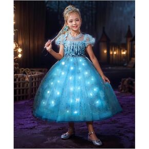 Girls LED Light Up Princess Dress Kids LED Halloween Costume Play Dress