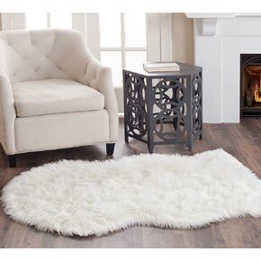 SAFAVIEH Faux Sheep Skin Collection 3' x 5' Ivory FSS115A Silken Glam 2.35-inch Thick Area Rug