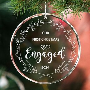 Engagement Gifts for Couples, Our First Christmas Engaged Ornament 2024, Wedding Engagement Decoration Ornament Gifts for Fiance Fiancee Bridal Shower Gift (Engagement)