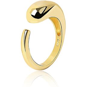 14K Gold Plated Band Rings Handmade Adjustable Chunky Statement Rings Fasion Thumb Ring for Women Minimalist Jewelry Gift