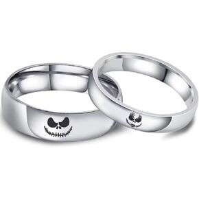 XAHH Jack and Sally Ring for Couple,Nightmare Before Christmas Gifts Jewelry, Valentine Anniversary Birthday Gifts for Women Men Size 5-13