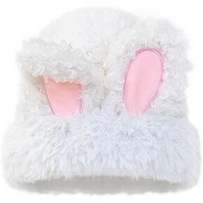 Fuzzy Hat for Women Y2k Beanie Cute Bunny Ears Warm Winter Hat Outdoor Cap