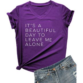 DANVOUY Women's V-Neck Cute Tees Funny Letter Printed T Shirt Graphic Tops