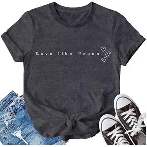 LBP Love Like Jesus Shirt Christian Minimalist Shirt for Women Faith-Based Tees Christian Tops
