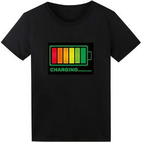 LED T Shirt Sound Activated Light Up Rave Shirts Glow in The Dark for Party Black