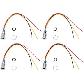 4 Sets Common Anode Round LEDs, 10mm Pre‑Wired Color LED Waterproof Indicator Light 12‑24V(Red and Yellow)