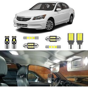 12PCS Super Bright White LED Interior Light Kit Package for Honda Accord 2003 2004 2005 2006 2007 2008 2009 2010 2011 2012 + License Plate Lights and Install Tool