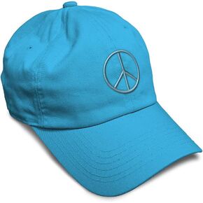 Custom Soft Baseball Cap Thin Peace Sign Light Blue Embroidery Symbols Twill Cotton Dad Hats for Men & Women