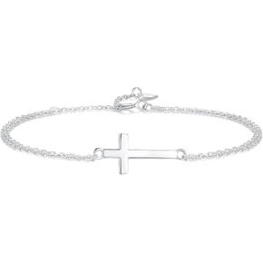 GAVU Double Chains 925 Sterling Silver Cross Bracelet for Women, Dainty Gold Bracelet/Silver Bracelet for Women